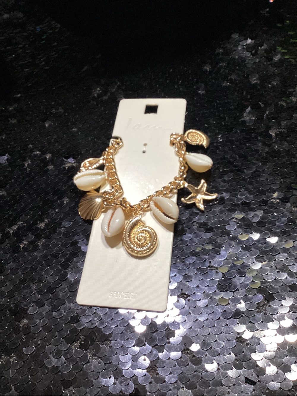 Gold Seashell Charm Bracelet with White Shell Accents
